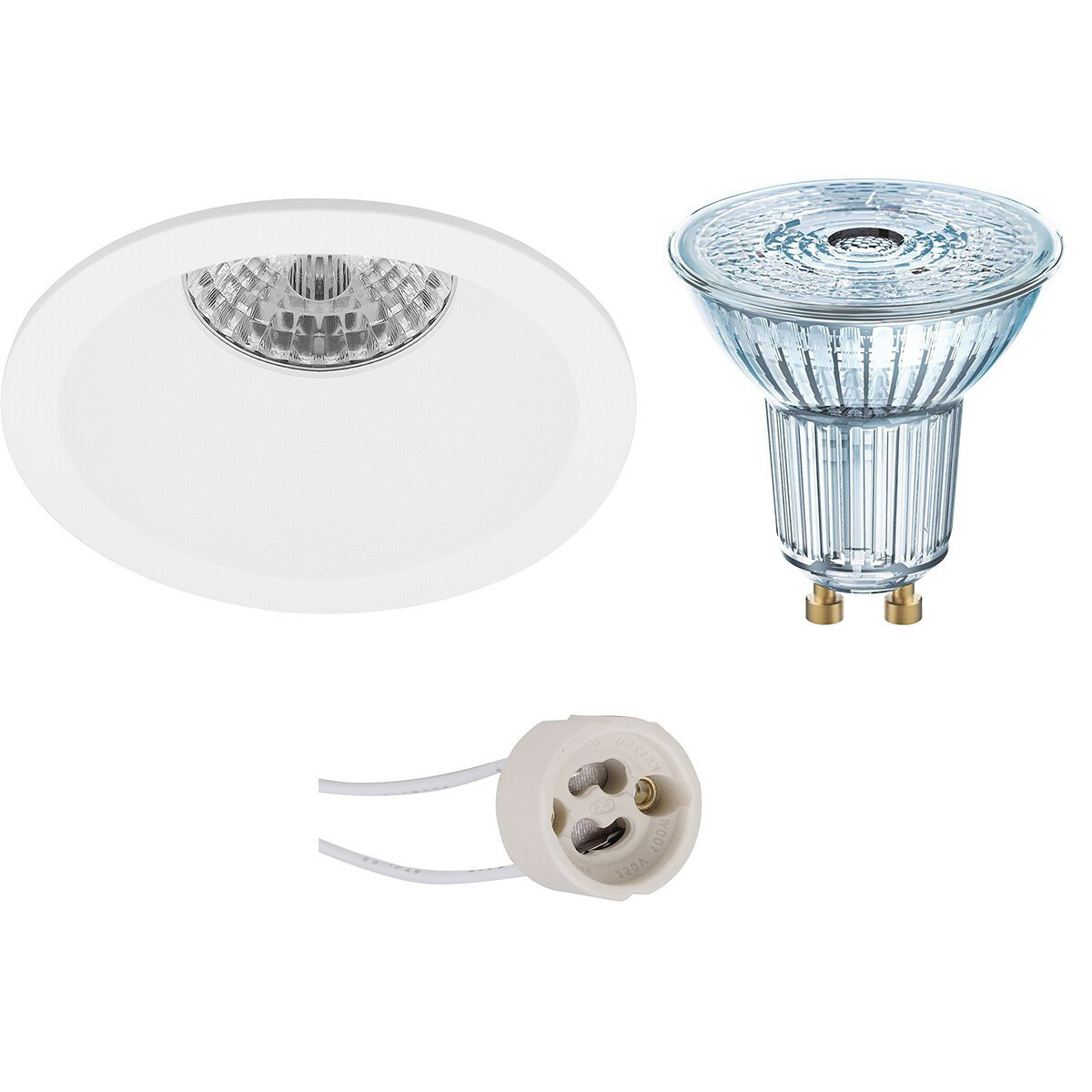 LED Spot Set - LEDVANCE Parathom PAR16 927 36D - Pragmi Pollon Pro - GU10 Fitting - Dimbaar - Inbouw Rond - Mat Wit - 5.5W - Warm Wit 2700K - Verdiept - Ø82mm