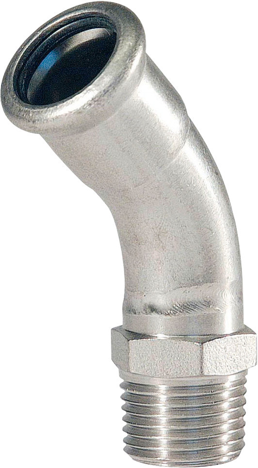 Bonfix Pressfitting RVS 316L Bocht 45° 1/2 x 15 - conische buitendraad (R) x press - (m-profiel)