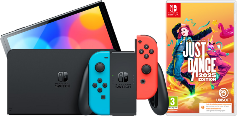 Nintendo Switch OLED Blauw/Rood + Just Dance 2025