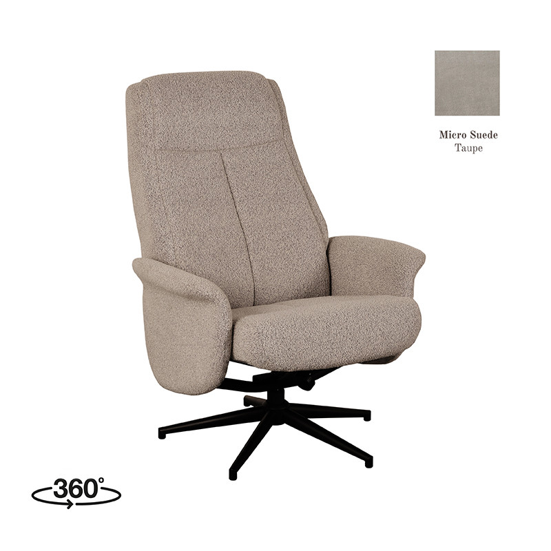 LABEL51 Fauteuil Bergen - Taupe - Micro Suede - Excl. Hocker