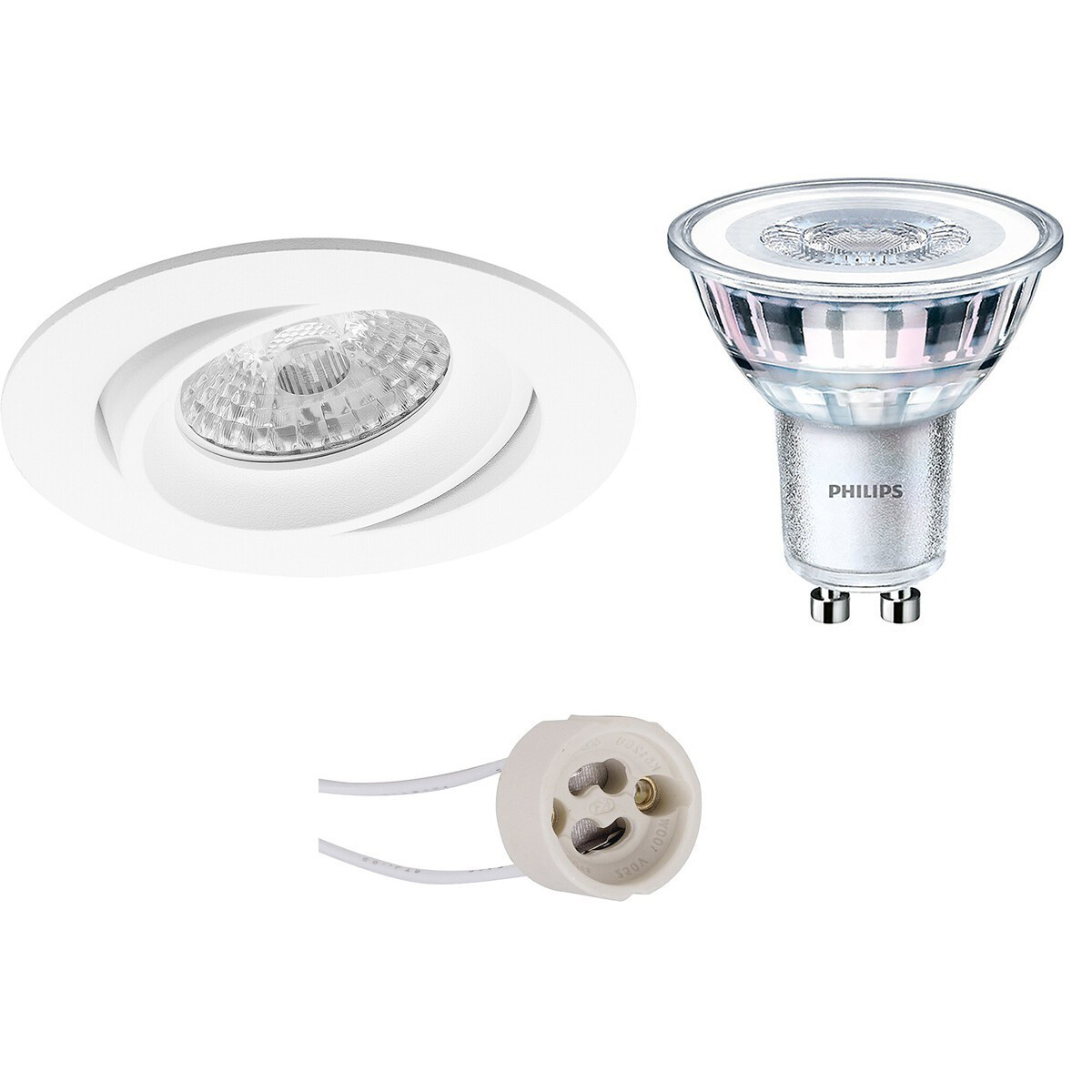 LED Spot Set - Pragmi Delton Pro - GU10 Fitting - Inbouw Rond - Mat Wit - Kantelbaar - Ø82mm - Philips - CorePro 830 36D - 4W - Warm Wit 3000K - Dimbaar