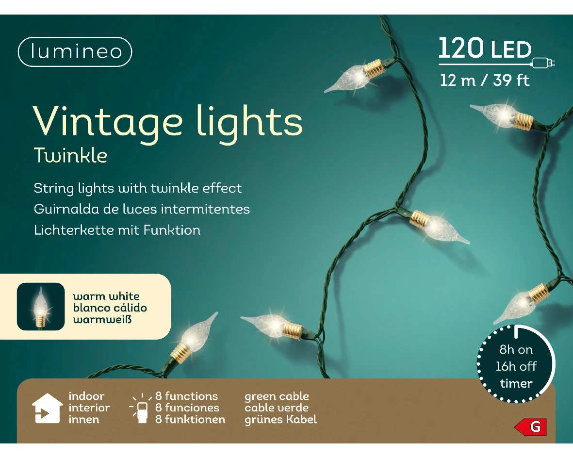 Lumineo 120 Led vintage Verlichting 12m warm wit