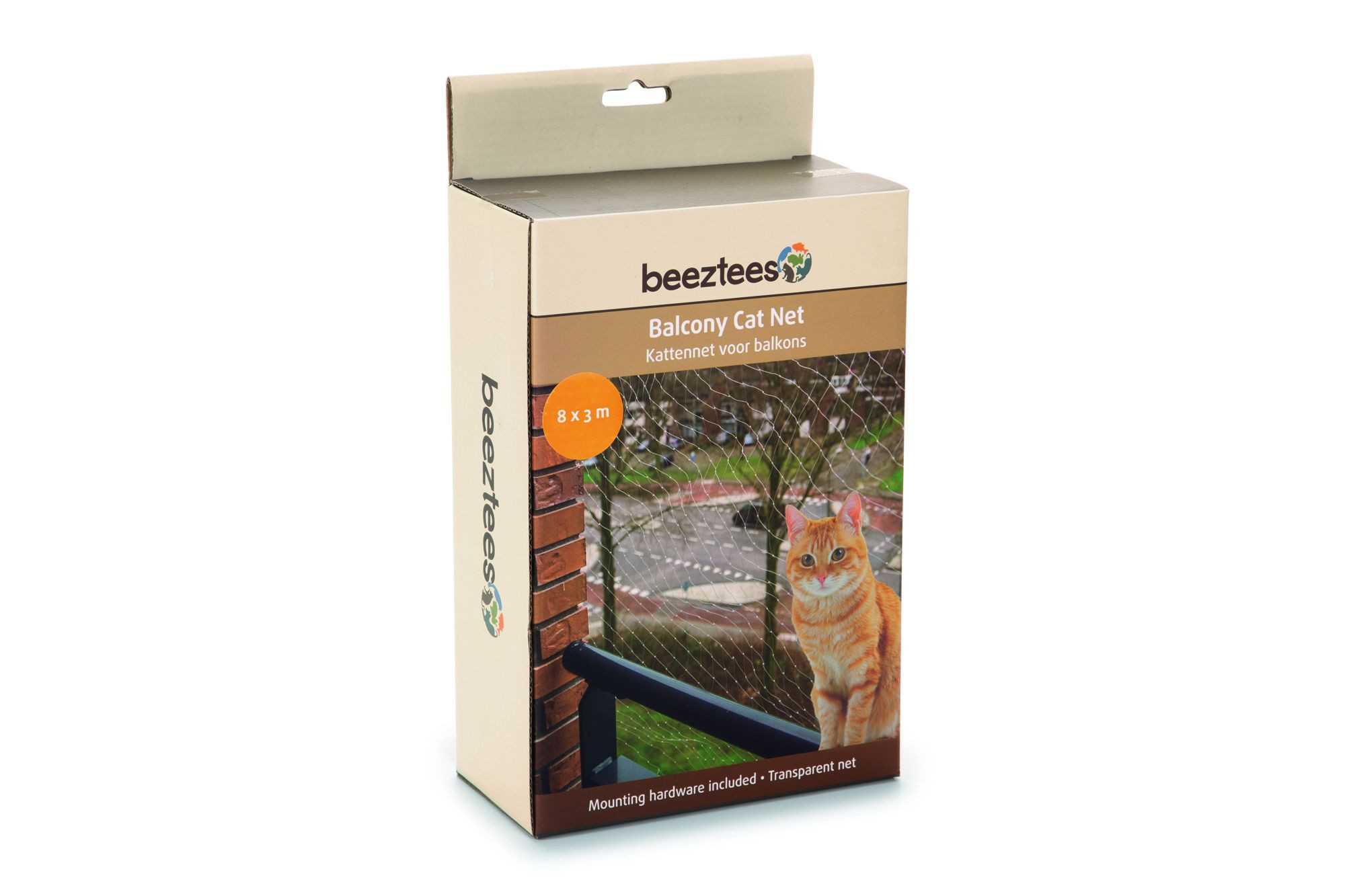 Beeztees Kattennet voor Balkon Transparant 8x3m