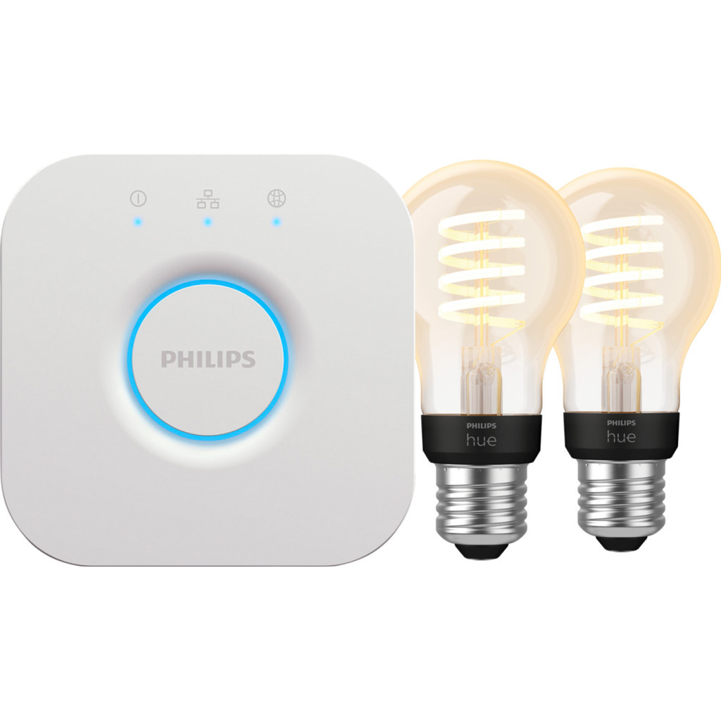 Philips Hue Filament White Ambiance Standaard 2-Pack + Bridge