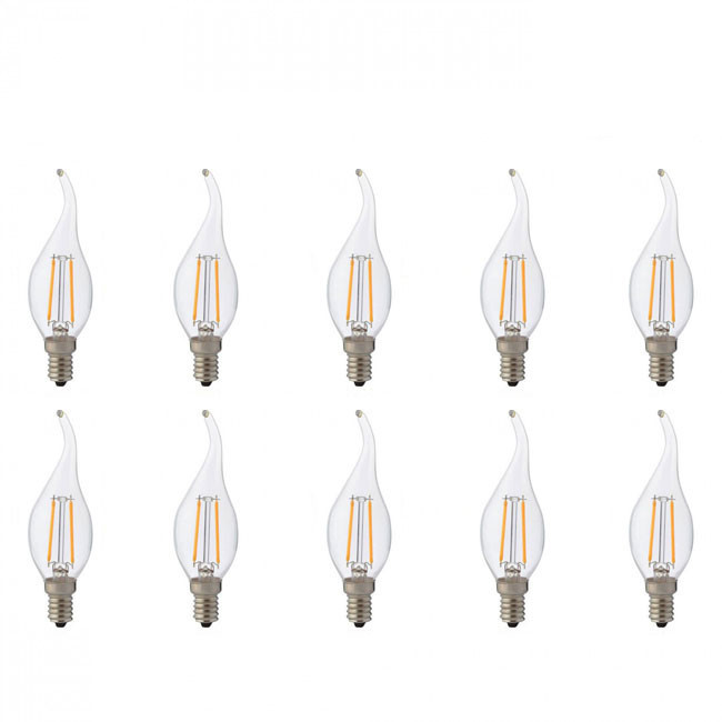 LED Lamp 10 Pack - Kaarslamp - Filament Flame - E14 Fitting - 4W - Natuurlijk Wit 4200K