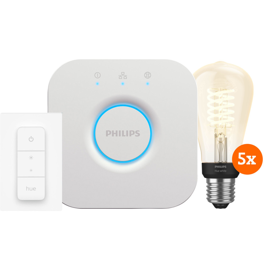 Philips Hue Filament White Edison E27 5-Pack Startpakket