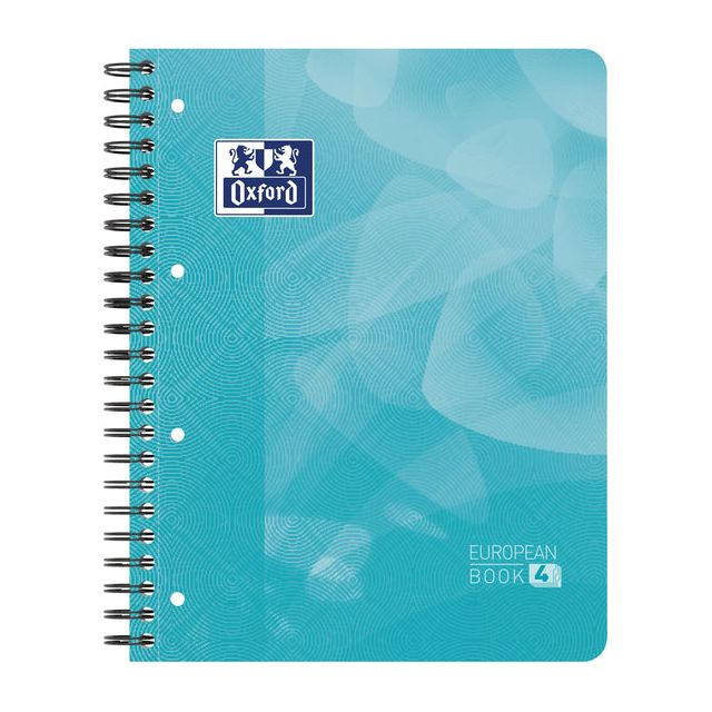 Oxford School Projectbook spiraalschrift, ft A4+, 4-gaats, gelijnd, aqua blauw