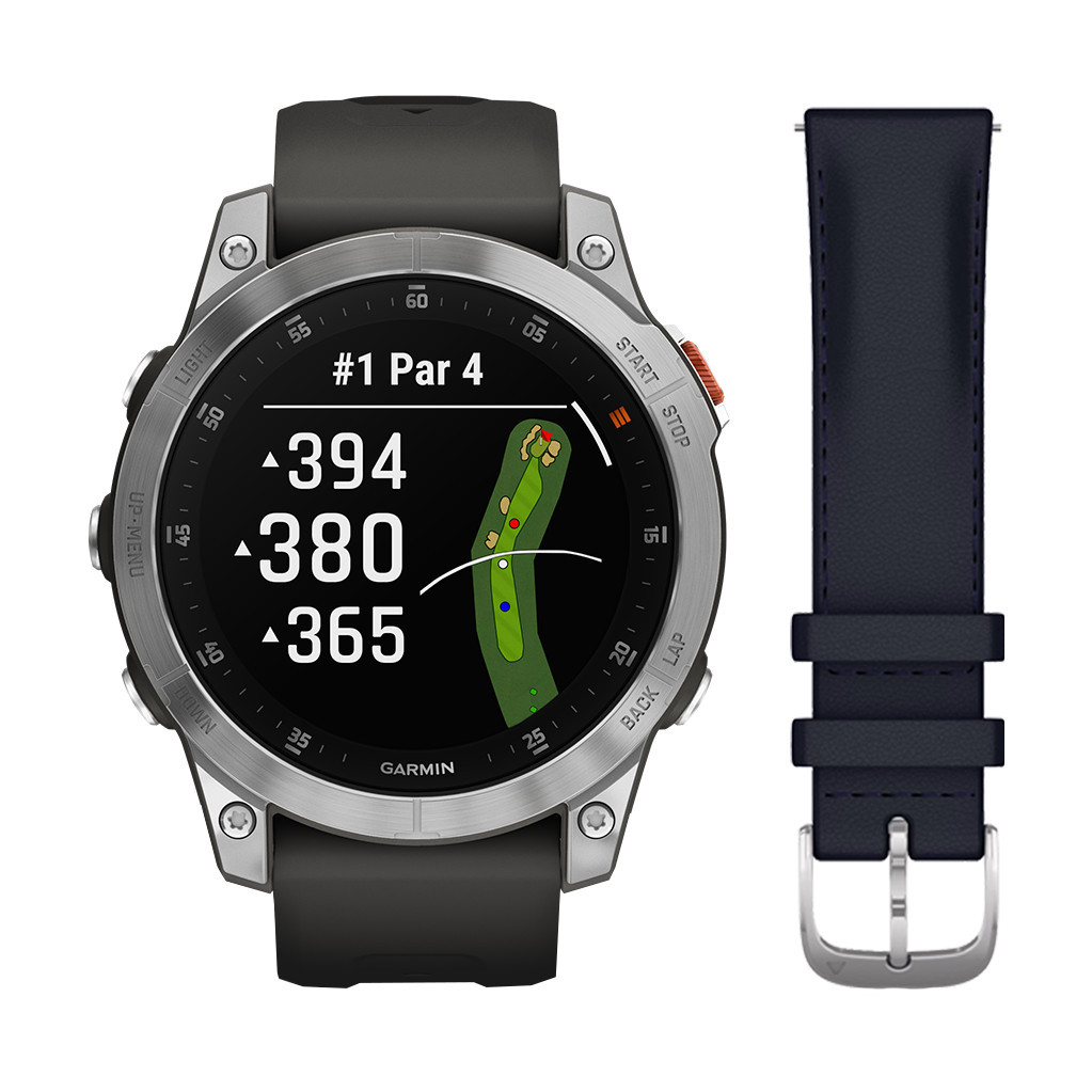 Garmin Epix Gen 2 Zilver 47mm + Garmin Leren Bandje Blauw 20mm