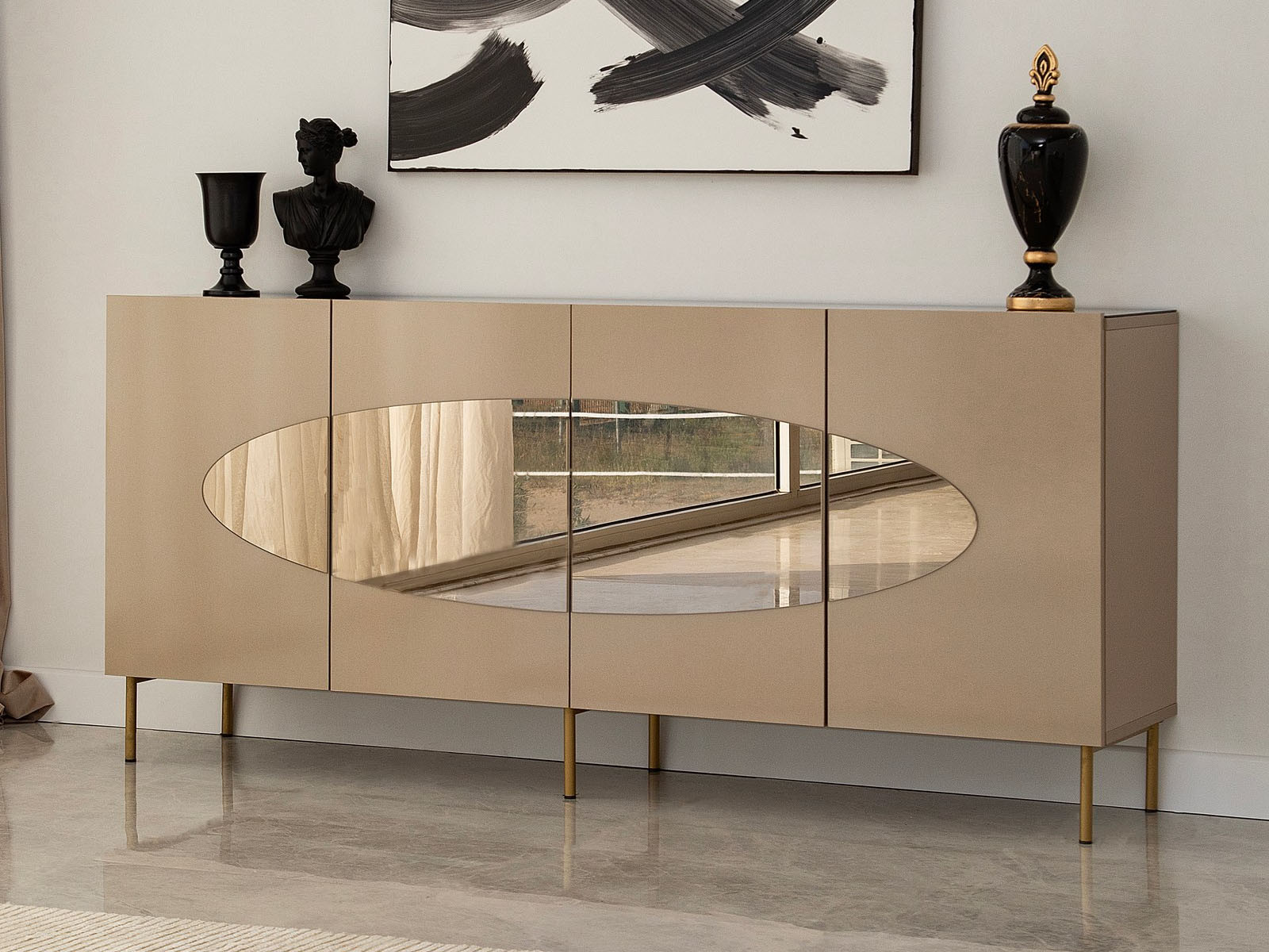 Dressoir LAGUSO 4 deuren brons/goud