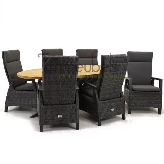 Tuinstoel Prato Forte wicker met Prado 240 elips cm teaktafel