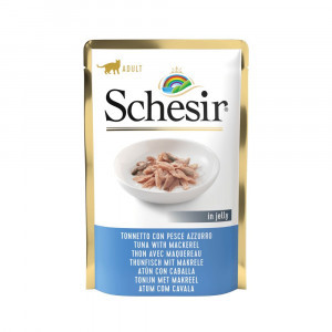 Schesir tonijn met makreel (jelly) natvoer kat (zakjes 85 g) 2 dozen (40 x 85 g)