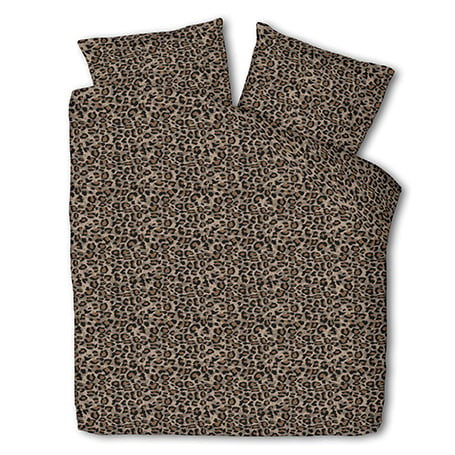 Dekbedovertrek Wild Leopard - Tweepersoons (200x220 cm) - Bruin Polyester-katoen - Dessin: Dieren - Fresh and Co - Dekbed-Discounter.nl