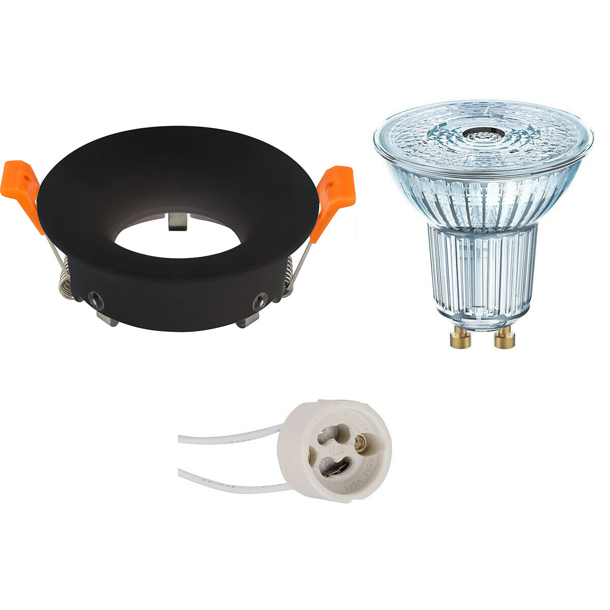 LED Spot Set - LEDVANCE Parathom PAR16 927 36D - GU10 Fitting - Dimbaar - Inbouw Rond - Mat Zwart - 3.7W - Warm Wit 2700K - Ø85mm