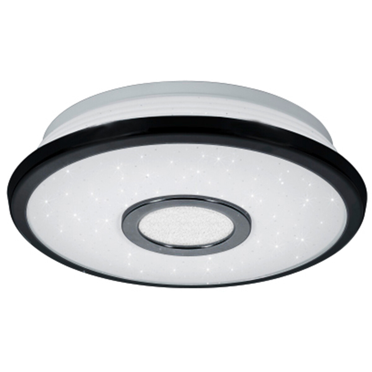 LED Plafondlamp - Trion Okinagi - 12W - Warm Wit 3000K - Dimbaar - Sterlicht - Rond - Mat Zwart - Kunststof