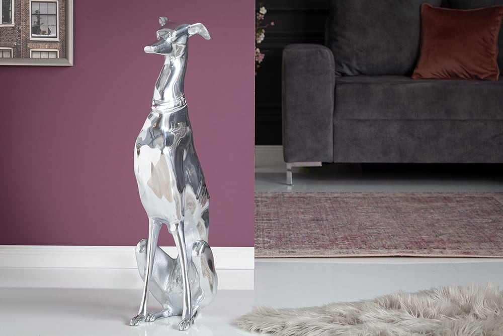 Elegant Greyhound-sculptuur GREYHOUND 70 cm aluminium designfiguur - 8891