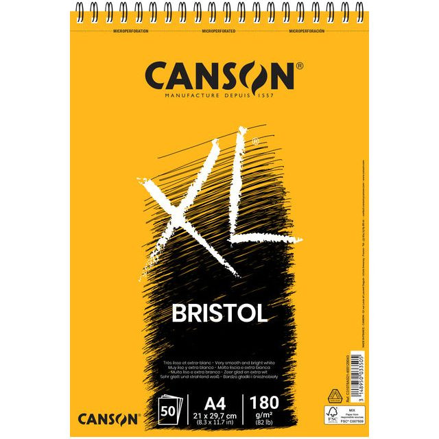 Tekenblok Canson XL Bristol A4 50v 180gr