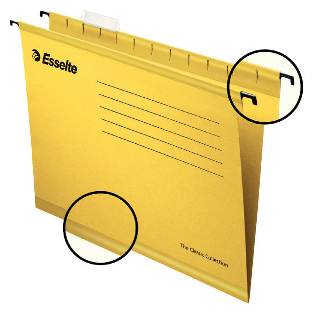 Esselte hangmappen voor laden Classic tussenafstand 330 mm, geel, doos van 25 stuks