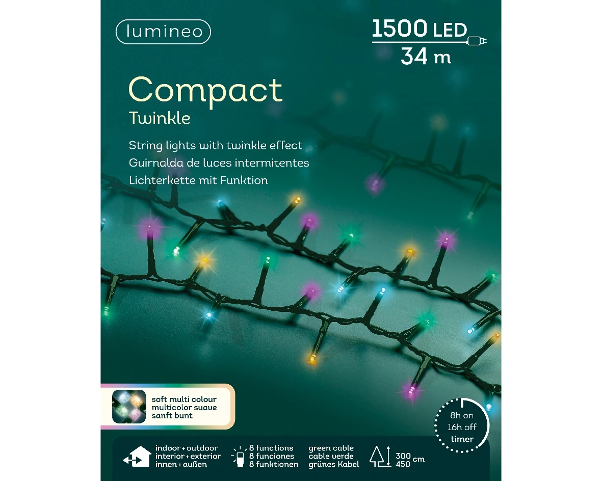 Lumineo compact 1500Led 34m soft multi colour