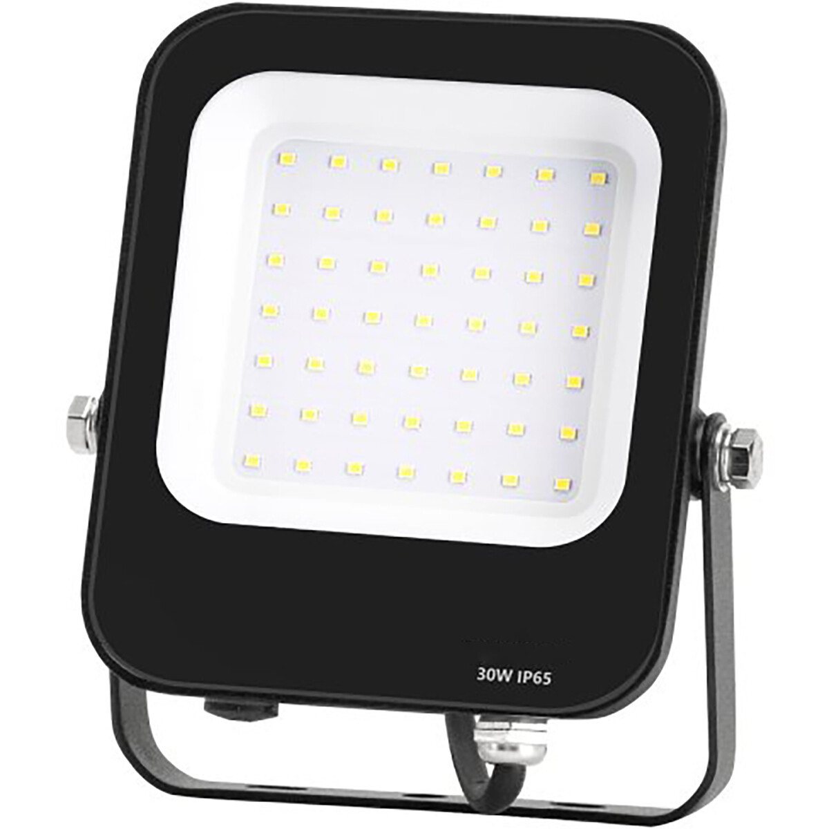 LED Bouwlamp - LED Schijnwerper - Aigi Rekan - 30 Watt - Helder/Koud Wit 6500K - Waterdicht IP65 - Rechthoek - Mat Zwart - Aluminium