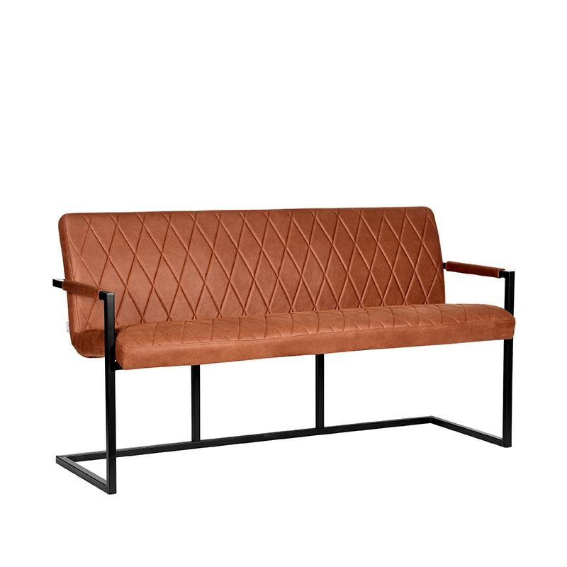 LABEL51 Eetkamerbank Denmark - Cognac - Microfiber - 155 cm