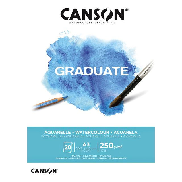 Aquarelblok Canson Graduate A3 250gr 20vel | 5 stuks