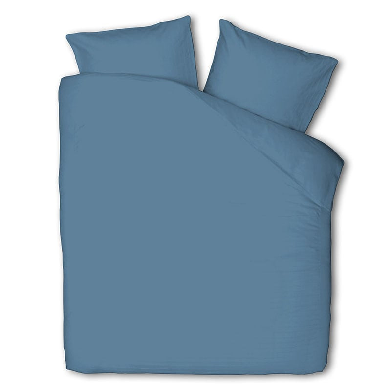 Dekbedovertrek Luna Uni - Lits-Jumeaux (240x220 cm) - Blauw Microvezel - Dessin: Effen - Luna Bedding - Dekbed-Discounter.nl