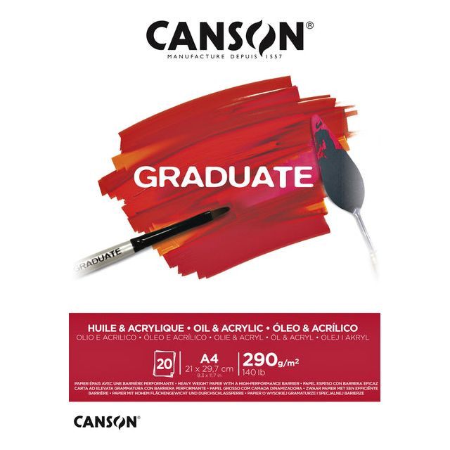 Olie Acrylblok Canson Graduate A4 290gr 20vel