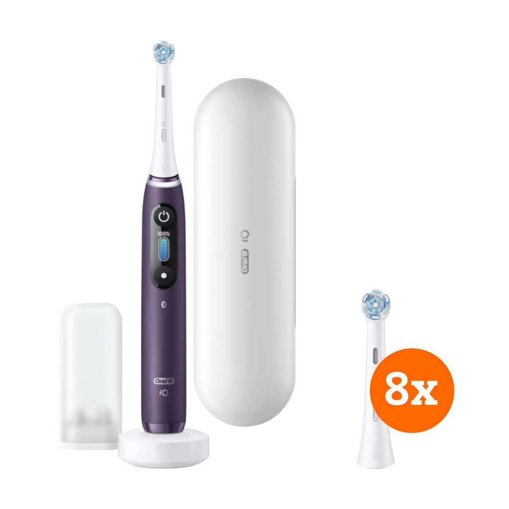 Oral-B iO - 8n Paars + iO Ultimate Clean opzetborstels (8 stuks)