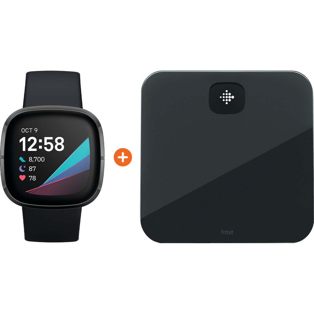 Fitbit Sense Grijs + Fitbit Aria Air Zwart