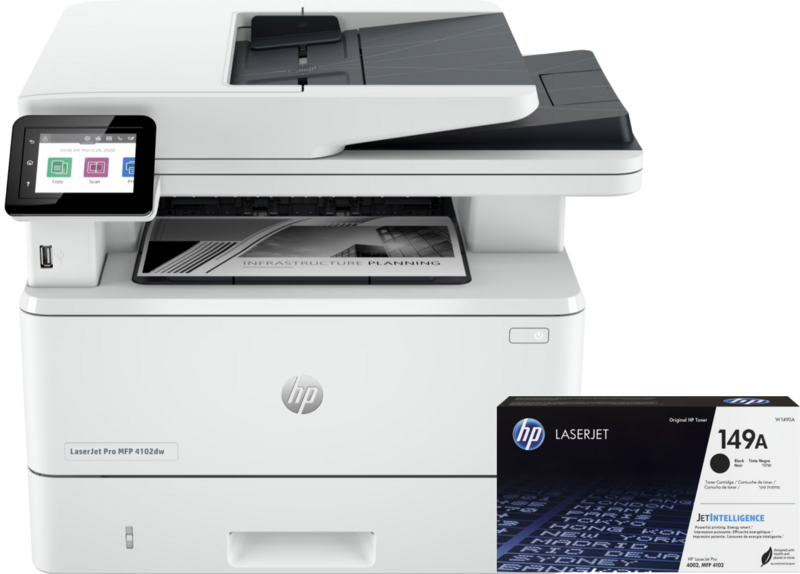 HP LaserJet Pro MFP 4102dw + 1 extra zwarte toner