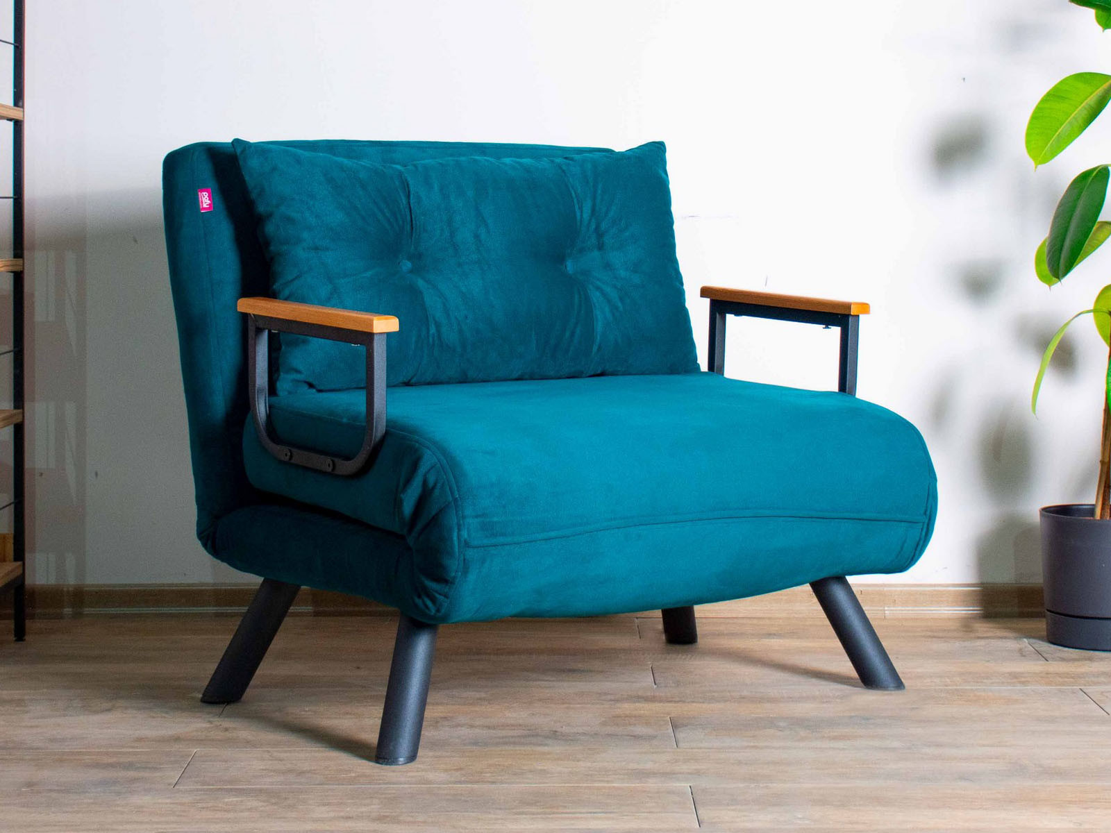 Converteerbare fauteuil SANDERO 1 plaats stof blauw