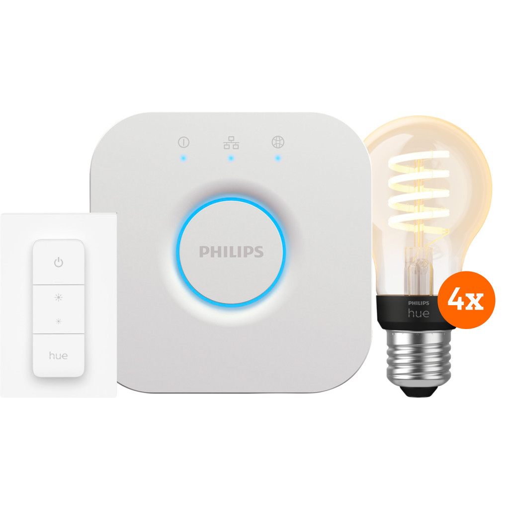 Philips Hue Filament White Ambiance Standaard 4-Pack Startpakket