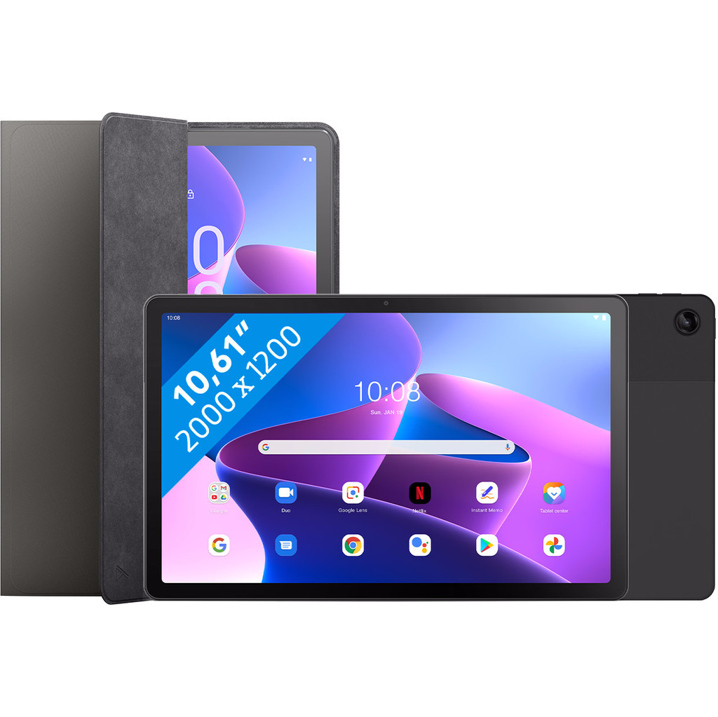 Lenovo Tab M10 Plus (3e generatie) 10.6 inch 32GB Wifi Grijs + Book Case Grijs