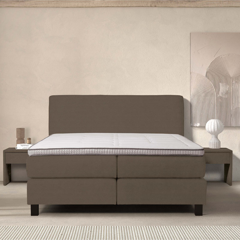 2-Persoons Boxspring Cloud Comfort - Deluxe - Beige 160x200 cm - Pocketvering - Inclusief Topper - Dekbed-Discounter.nl