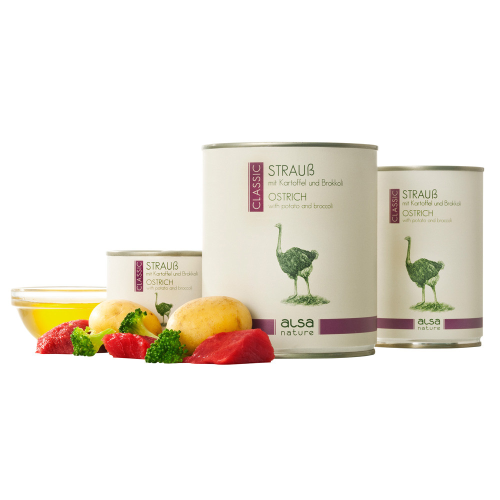 alsa-nature Struisvogel met aardappelen en broccoli, 200 g, Aantal: 200 g