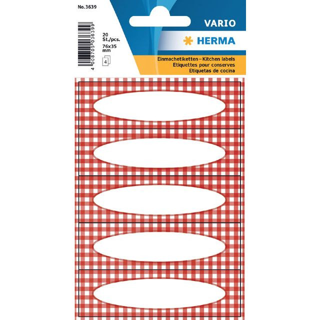 Etiket HERMA 3639 keuken ruit rood