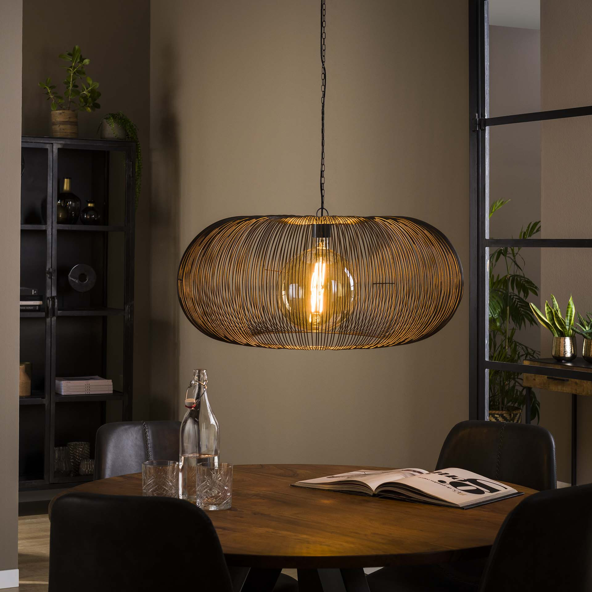 Hanglamp Mallory Metaal, Ø70cm - Zwart nikkel