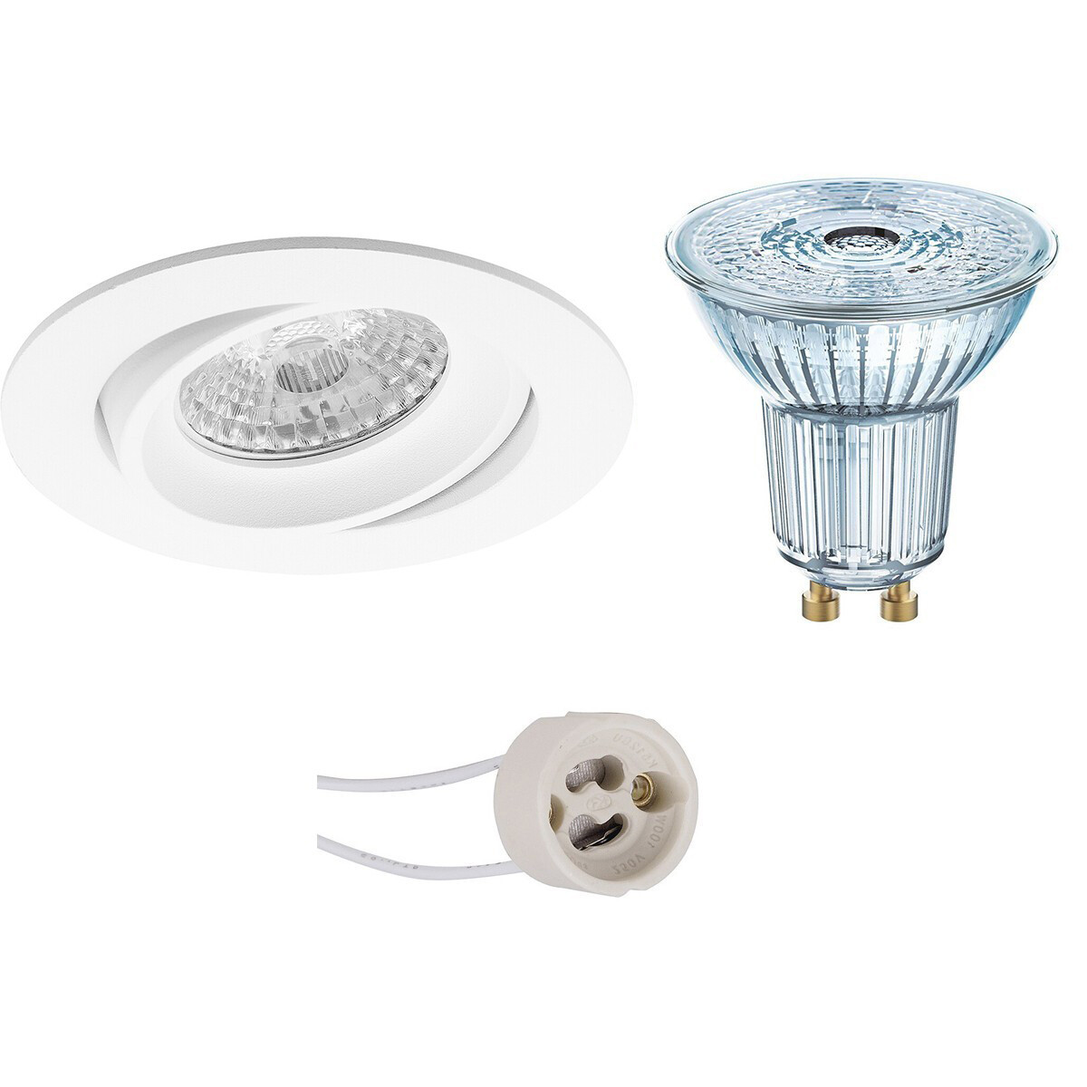 LED Spot Set - LEDVANCE Parathom PAR16 927 36D - Pragmi Delton Pro - GU10 Fitting - Dimbaar - Inbouw Rond - Mat Wit - 3.7W - Warm Wit 2700K - Kantelbaar - Ø82mm