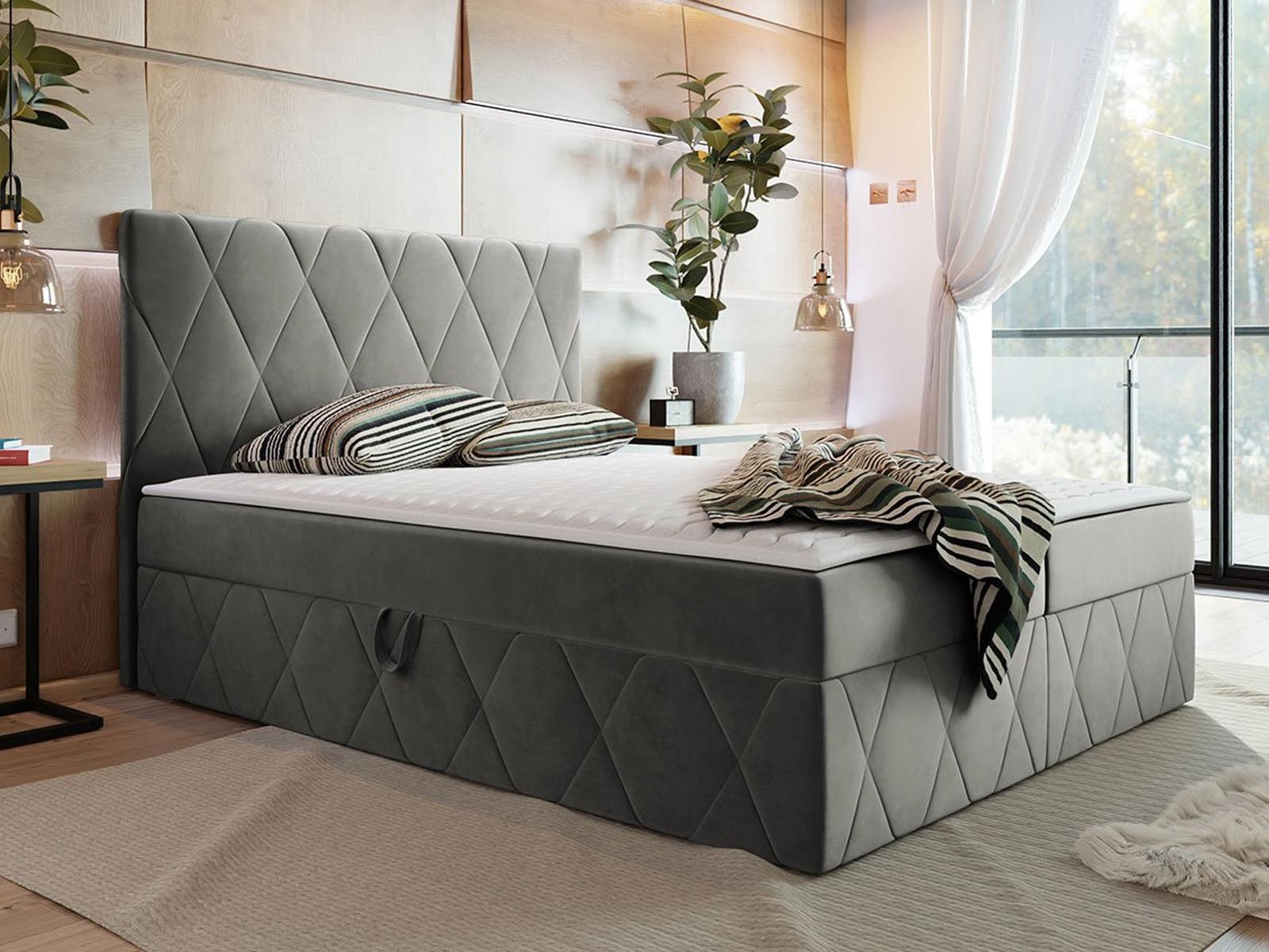 Boxspring SIMONA 140x200 cm lichtgrijs