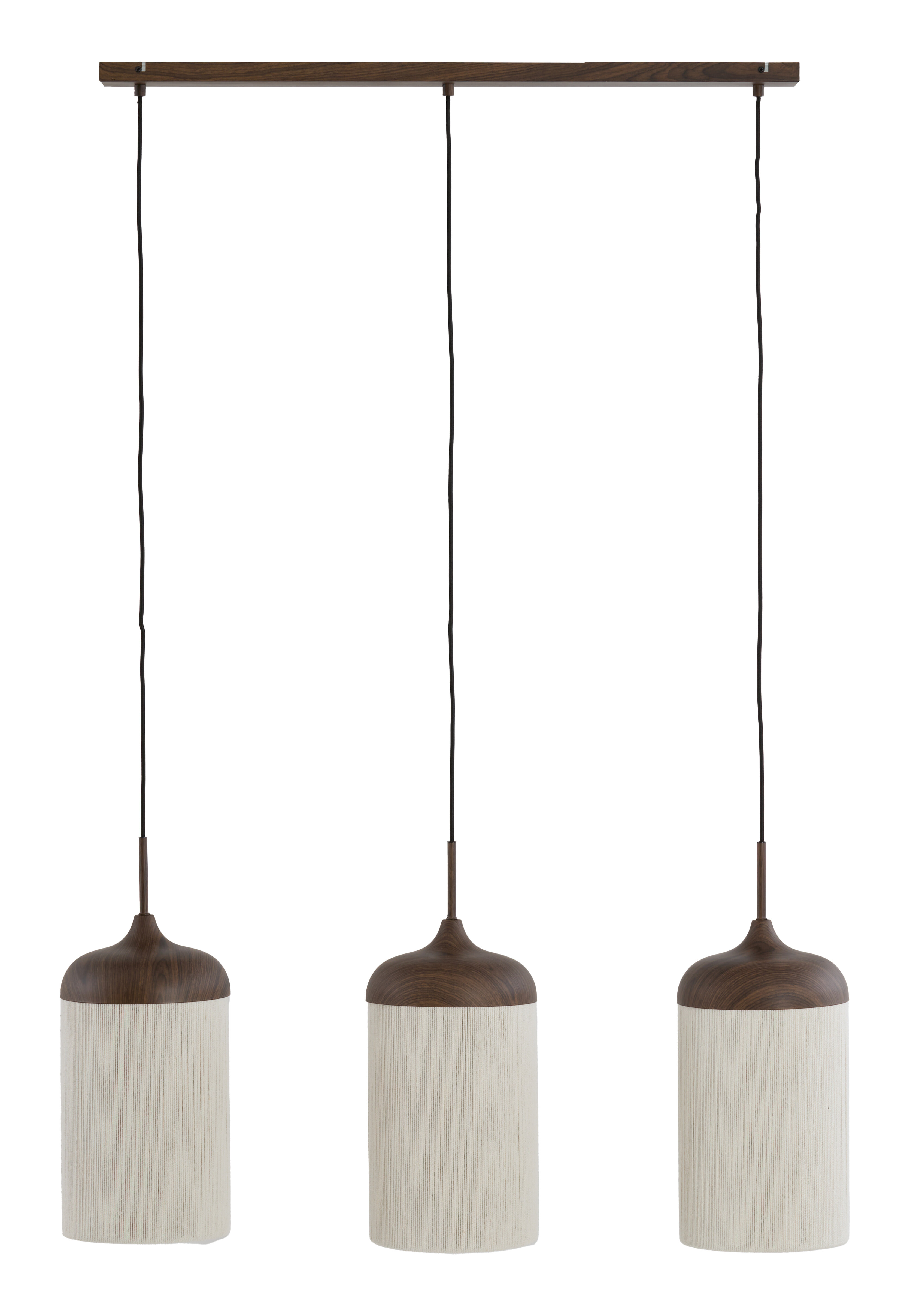 Light & Living Hanglamp 'Dania' Houtlook en touw, 3-lamps, kleur Donkerbruin