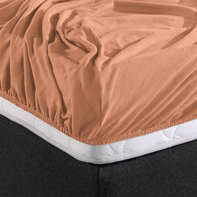 Hoeslaken Dubbel Stretch - Pastel Oranje - 90x200 cm - Oranje - Home Care - Dekbed-Discounter.nl