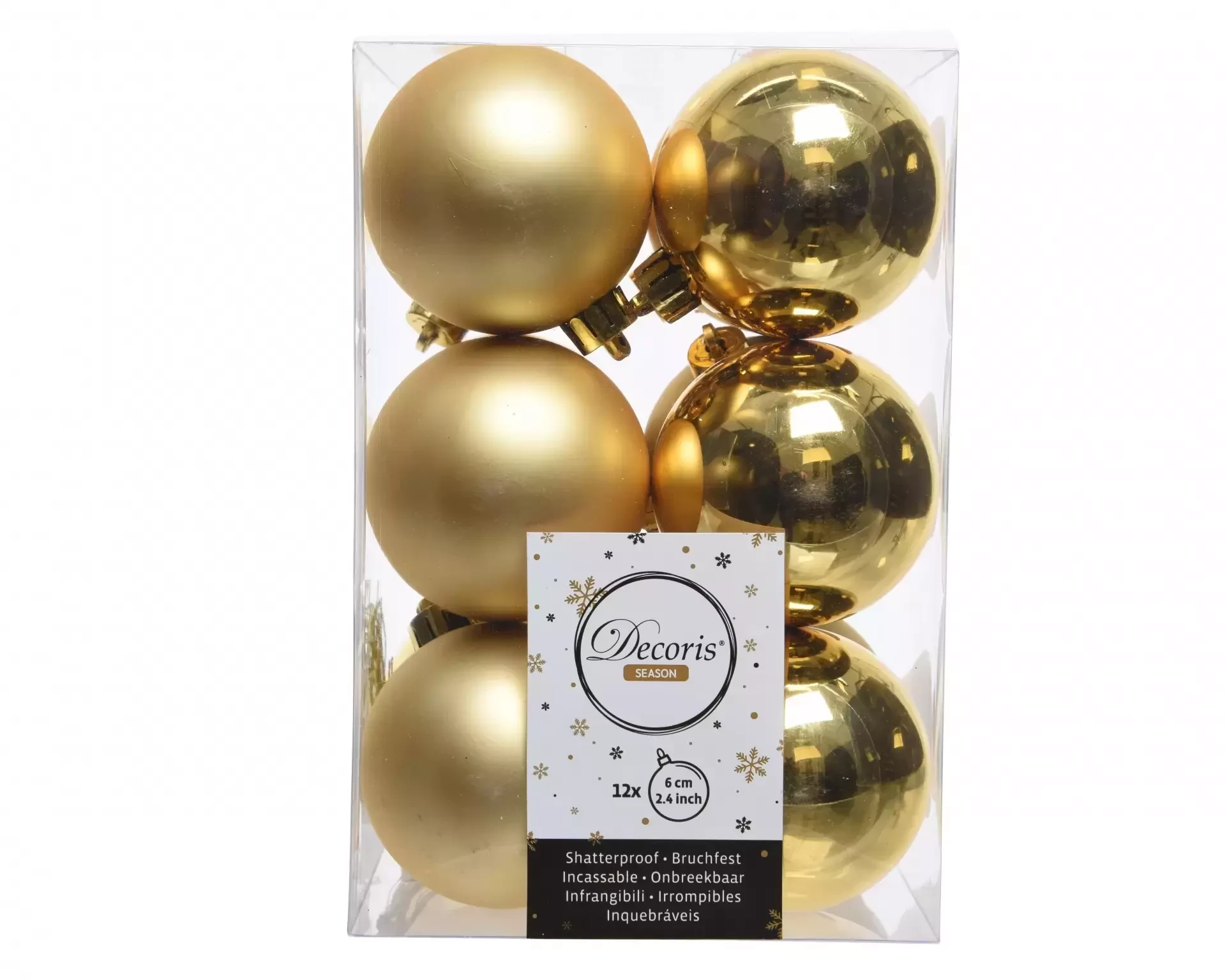 Decoris kerstballen plastic 12st goud 6cm