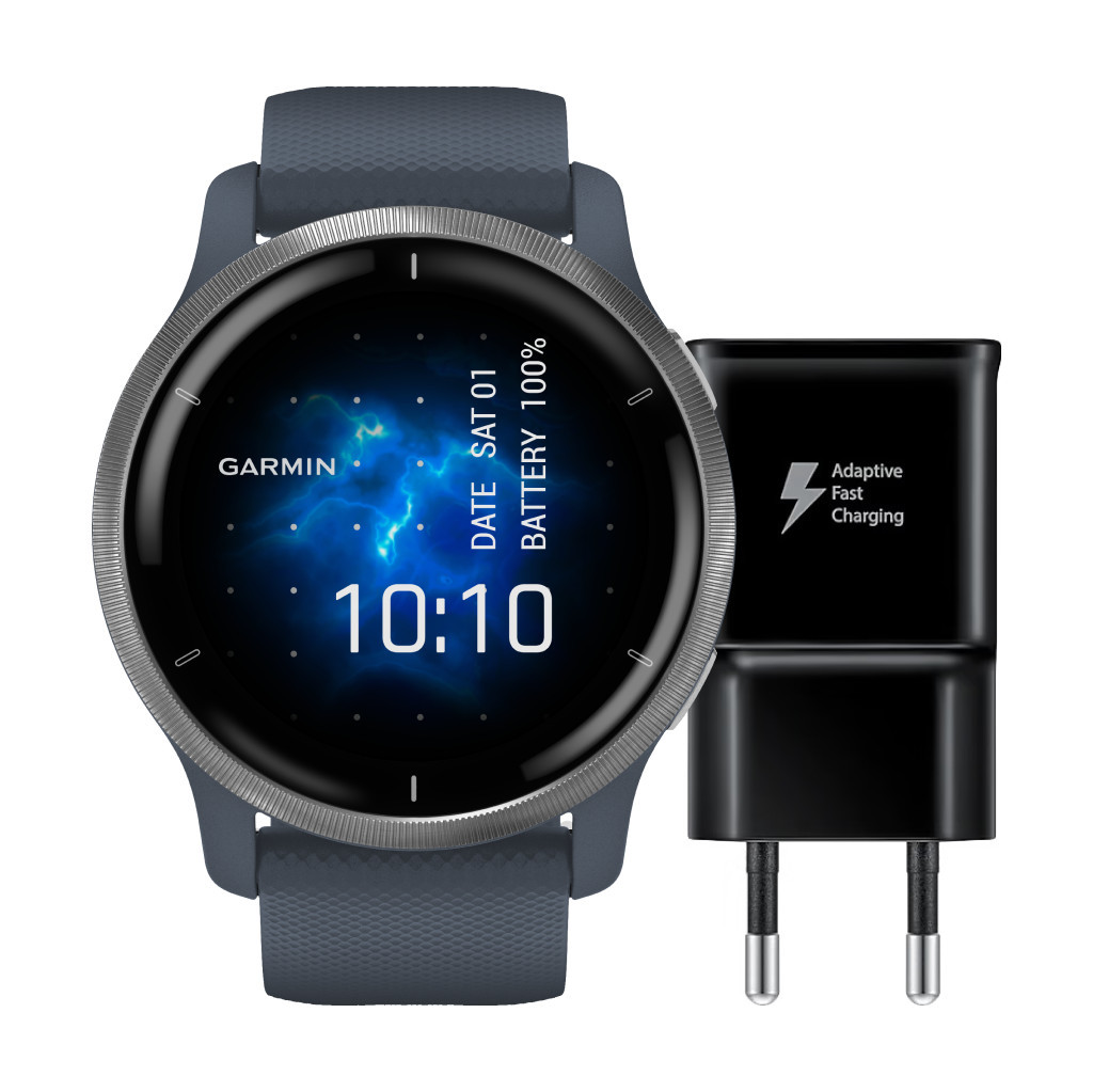 Garmin Venu 2 Zilver/Blauw + Samsung Adaptive Fast Charging