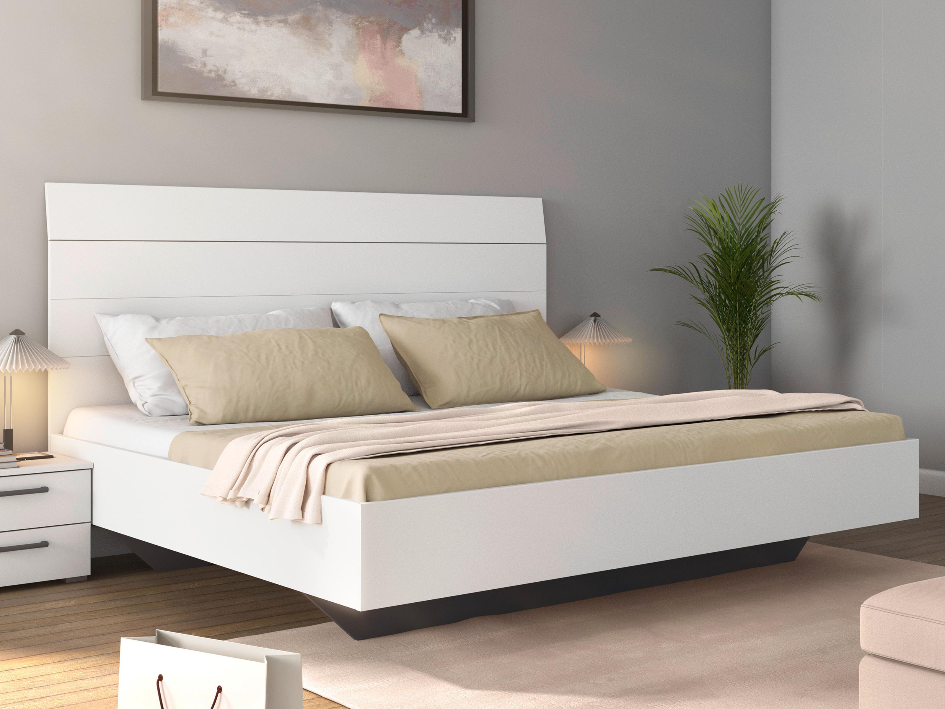 Tweepersoonsbed FLORILLA 160x200 cm wit