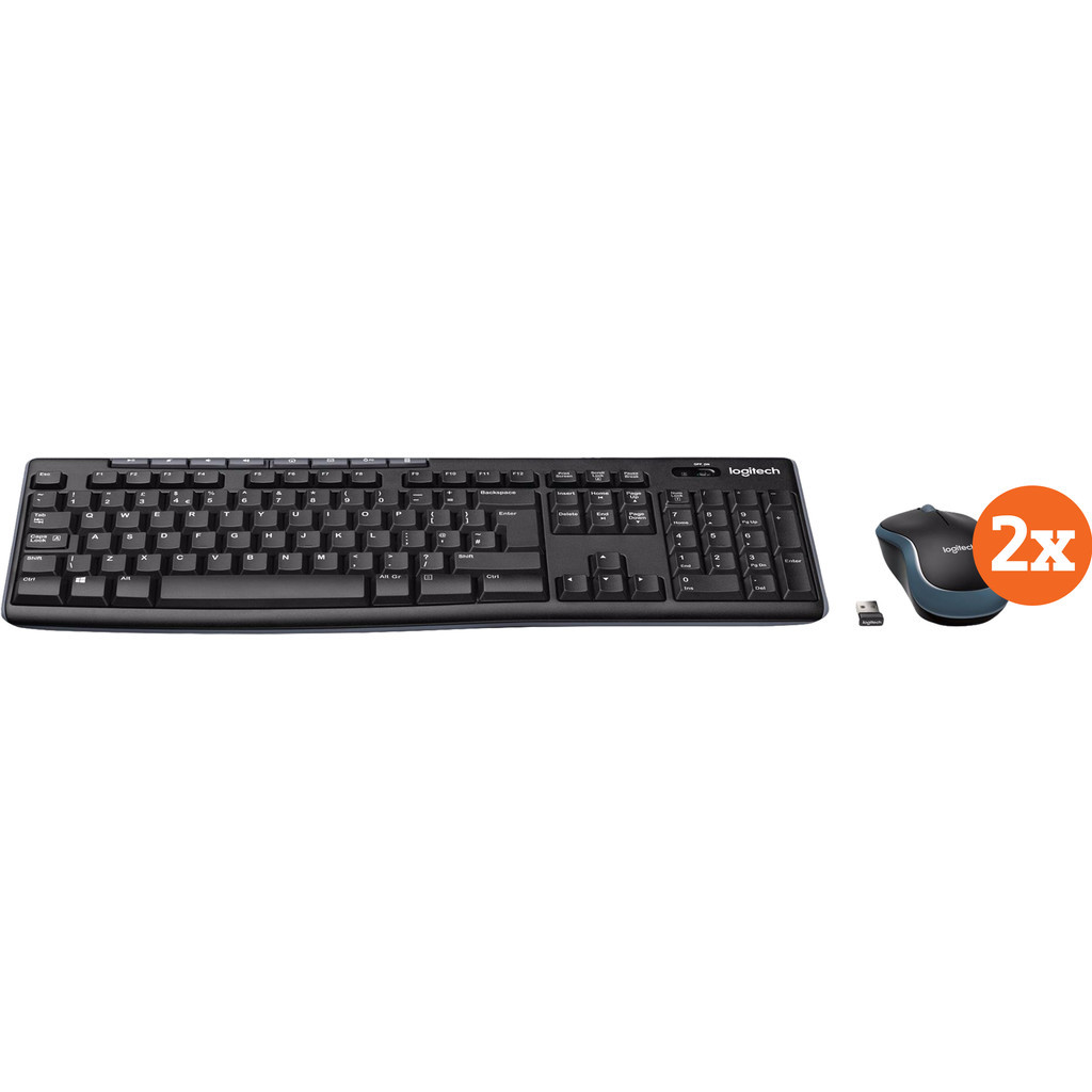 Logitech MK270 Draadloos Toetsenbord en Muis QWERTY 2-Pack