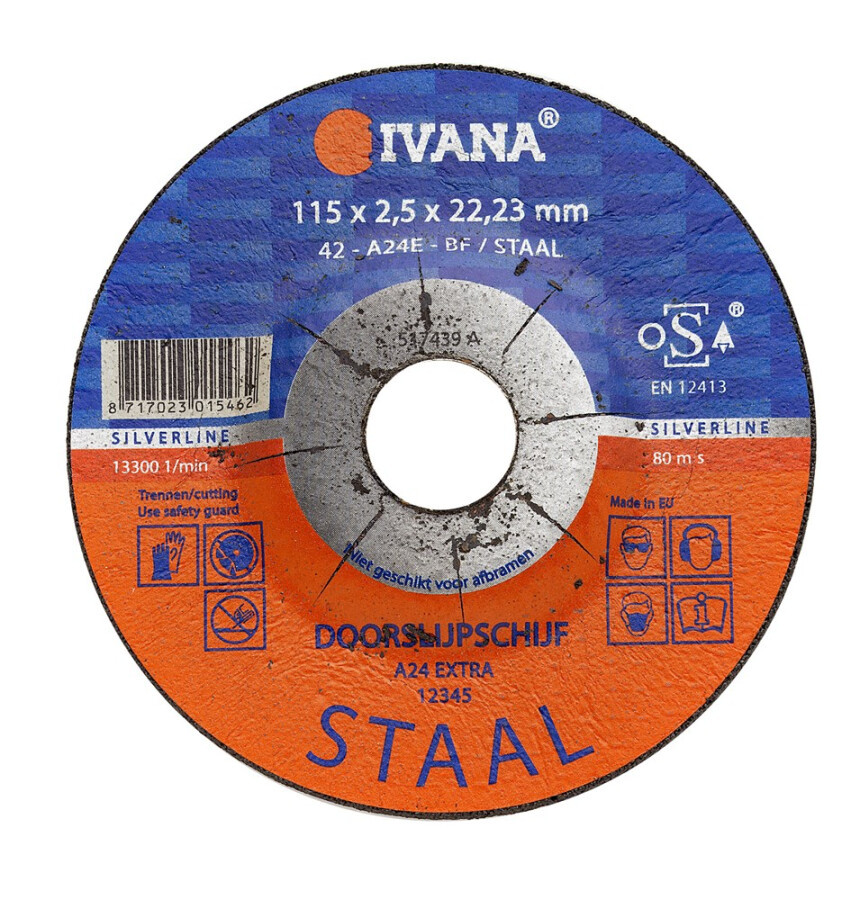 Ivana Silverline staal doorslijpschijf 180 mm