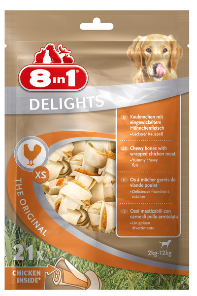 8in1 Delights Kauwknoop hondensnacks - Kip 21x12 g 21 stuks Xsmall