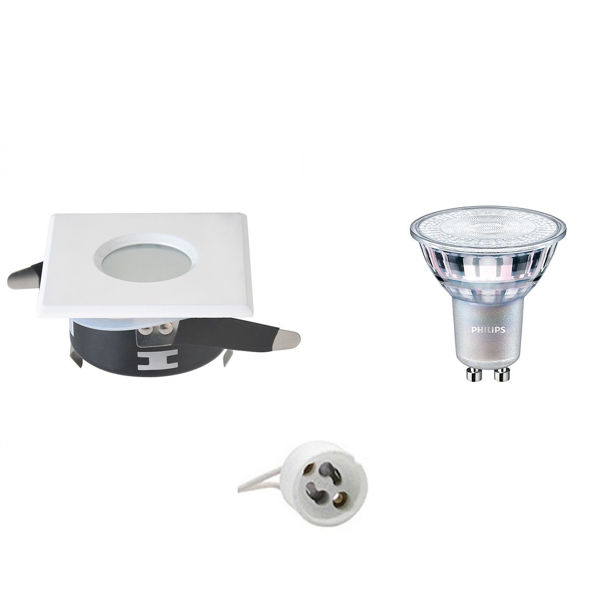 LED Spot Set - Aigi - GU10 Fitting - Waterdicht IP65 - Inbouw Vierkant - Mat Wit - 82mm - Philips - MASTER 927 36D VLE - 4.9W - Warm Wit 2200K-2700K - DimTone Dimbaar