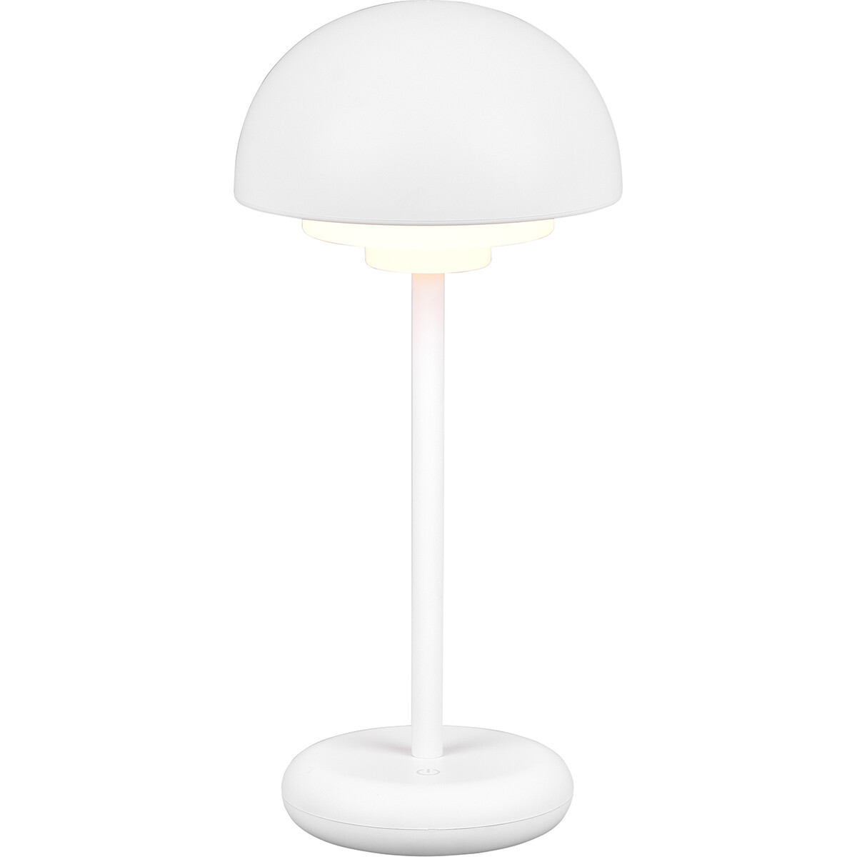 LED Tafellamp met Opbaadbare Batterijen - Trion Berna - 2W - Warm Wit 3000K - Spatwaterdicht IP44 - Dimbaar - Rond - Mat Wit - Kunststof