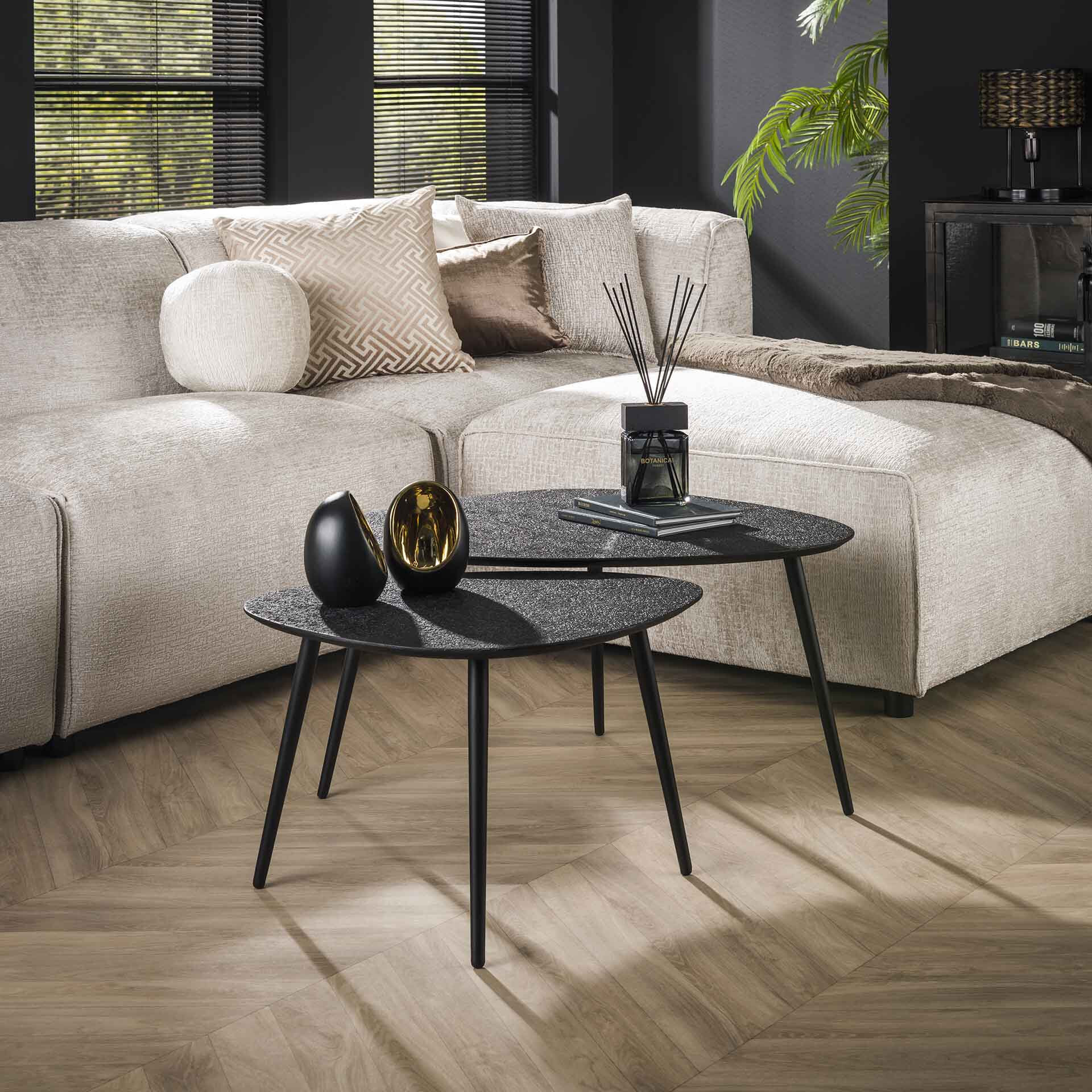 LifestyleFurn Organische Salontafel Thedore Set van 2 stuks - Zwart